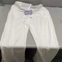 Womens Wide Leg Sweatpants Interior Drawstring Baggy Sweat Pants with Pockets Elastic Waisted Lounge Casual Trousers (Small, White)