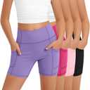 Vinsatin 4 Pack Girls' Athletic Yoga Biker Shorts, 4-Color, 7-8 Years