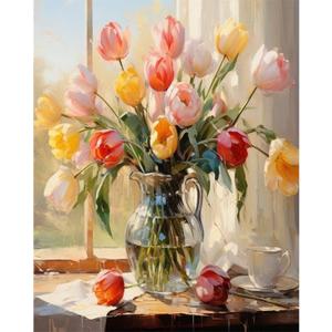 Arttoplus Flower Paint by Numbers Kit for Adults CanvasFlower Adult Paint by Numbers for Adults,Flowers Painting by Numbers for Adult for Gift Home Wall Decor(16x20inch)