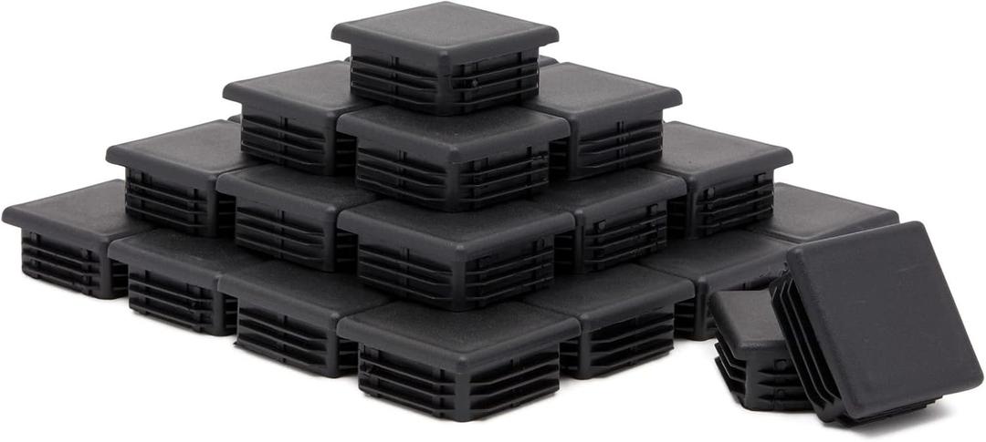 Stockroom Plus 2 Inch Square Plastic Plugs Insert, Tubing End Caps for Chair & Furniture Glide (2x2 Inch) - 30 Pack