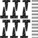 6 Pack 3 Inch T Strap Hinges, Shed Door Gate Hinges, Heavy Duty Black Outdoor Tee Hinge for Wooden Fences, Barn Door Gates Hinge for Shed Door Hardware