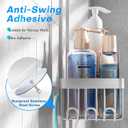 Sewulidon Aluminum Alloy Hanging Shower Caddy for Handheld Shower Heads,Rustproof Hose Shower Organizer 4 Levels Height Adjustable Shower Rack with Hooks,Razor Holder,Soap Holder