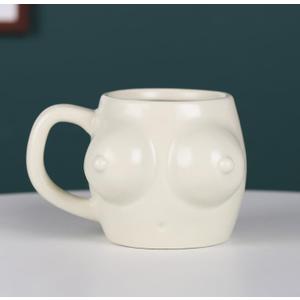 haozaikeji Ceramic Female Form Mug Funny Boobs Coffee Mug Creative Ice Tea Mug Artist Breast Drinking Cup Feminist Breast Cancer Survivor Milk Cup Body Shape Morning Mug with Handle
