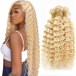 Blonde Deep Wave Bundles 613 Bundle Human Hair Unprocessed Virgin Hair 3 Bundles 20 22 24 Inch 613 Loose Deep Wave Bundle Hair Extensions