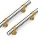 homdiy 25 Pack 3-3/4 Inch Brushed Nickel and Gold Cabinet Pulls Silver Cabinet Handles Brushed Nickel Handles for Cabinets Modern Kitchen Hardware Closet and Bathroom Cabinets Hardware (3-3/4in(96mm) Hole Centers)