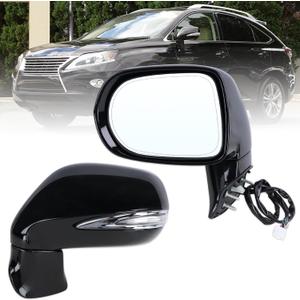 Left Driver Side Mirror Compatible With 2013 2014 2015 Lexus RX350 RX450H With Power Folding Power Glass Heated Mirror Memory Turn Signal Puddle Light Black Replace#879400E110C0(16Pins)