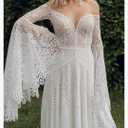 YMFFW Women's Wedding Dresses Boho for Bride with Long Sleeves Plus Size Lace Beach Bridal Gowns Bohemian Wedding Gowns 12