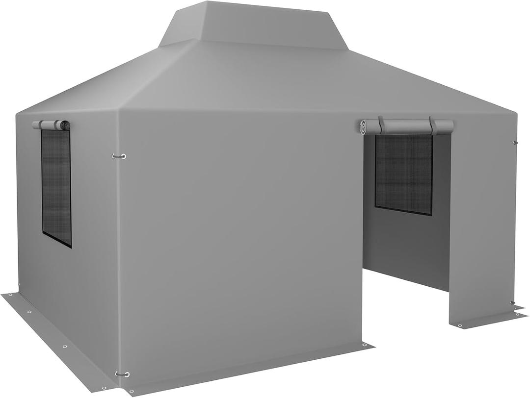 10' x 12' Universal Winter Gazebo Cover, Waterproof Enclosed Cover with Sidewalls & Ventilated Mesh Windows, Outdoor Storage Cover for Hardtop Gazebos (Gazebo not Included)