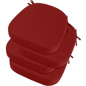 idee-home Outdoor Chair Cushions Set of 4, 17" x 17" x 3" Thick D-Shaped Patio Furniture Outdoor Seat Cushions Waterproof with Ties, Dining Pads (Spice)