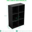 OSCHF 6-Cube Storage Shelf Bookcase - Wooden 3-Tier Floor Standing Open Bookshelf for Home and Office, Display Cabinet, Black
