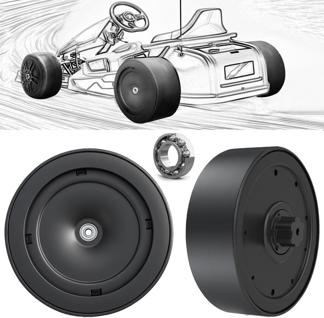 2Pack 11''/28CM Nylon Larger Rear Tires for Power Wheels Electric Drift Carzy Cart Upgrade,Pair of 1.2CM/0.47'' Aperture Go Cart Wheel for Ride on Kids Go Kart Tires,Free Coupler (11inch tires)