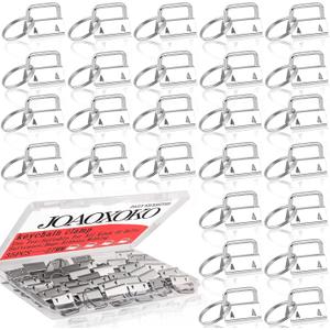 35PCS 1 Inch Key Fob Hardware Bulk,Silver Metal Keychain Wristlet with Key Rings  Easy to Install,