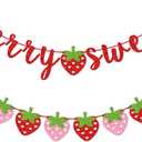 Berry Sweet Banner, Glitter Strawberry Banner, Sweet One, Two Sweet, Twotti Frutti, One in a Melon, Strawberry Baby Shower, Birthday Decor (Multi-Red)