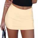 Hafailia Light Yellow Mini Skirts for Women - Sexy Y2K Summer Skorts Low Wasit Pencil Bodycon Micro Skirts with Shorts 2026 L