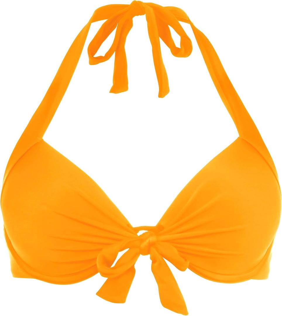 Ocean Blues Women's Push Up Bikini Top Halter Swimsuit Top (Orange, L)