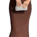 KUTUMAI Off The Shoulder Maxi Long Dress Corset Ruched Bodycon Formal Wedding Guest Dresses for Women, XXL, Brown