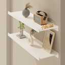 dancrul Widen Floating Shelves for Wall, Wall Mounted Shelves with Lip for Storage, Metal Display Shelves, Kitchen/Living Room/Bedroom/Bathroom Shelf, White 20 inch 2 Pack