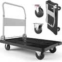 VEVOR Foldable Push Cart Dolly, 660 lbs Capacity, Folding Platform Truck with Swivel Wheels, Moving Platform Hand Truck Flatbed Cart, Space Saving Push Handle, for Easy Storage, 35.2 x 23.4 x 33.5 in