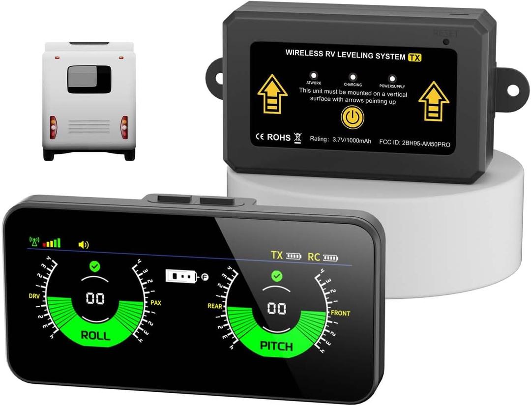 Wireless RV Leveling System Camper Leveling System with Portable Professional Screen for Campers Trailers & Motorhomes Easy to Operate, Real-Time Leveling, New Upgrade Rv Must Haves