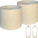 Lamp shades Set of 2, 13" Top x 13" Bottom x 10" High, Drum Lamp shades Medium Lamp shade, Beige Lampshade Natural Linen Hand Crafted
