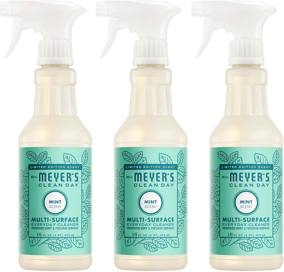 MRS. MEYER'S CLEAN DAY Multi-Surface Everyday Cleaner, Mint Scent, 16 Fl Oz Bottle - 3 Pack