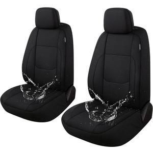 Pariitadin Waterproof Car Seat Covers 2 Front Seats, Neoprene Seat Covers for Cars, Universal Fit Interior Covers for Most Cars Sedan Van Truck SUV(Black)