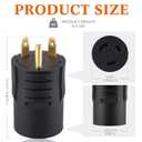 Kanayu NEMA TT-30P to L5-30R 30Amp RV Adapter, 3 Prong 30Amp RV Campground Plug to 3 Prong Generator Locking Outlet, Power Supply for Air Compressors Mobile Workstations