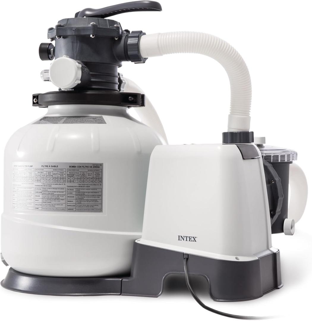 INTEX Krystal Clear 2,800 GPH Sand Filter Pump for Above Ground Pools | 26647EG - 14" Tank for Swimming Pools: 5,500 to 17,200 Gal, 77 lb Sand Capacity - Improved Circulation & Filtration