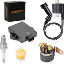 CDI Box Ignition Coil Kit with Spark Plug Starter Solenoid Relay for Arctic Cat 300 2X4 4X4 1998-2005,for Arctic Cat 250 2X4 4X4 1999-2005