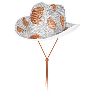 Tisancy Rhinestone Cowboy Hats Cowgirl Hat for Women Fits 58 cm/L Western Disco Hat for Carnival Wedding Costume Party(Diamond Brown Cow)
