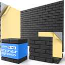 12 Pack Acoustic Panels with Self Adhesive, 12" X 12" X 0.4" High Density Sound Proof Foam Panels for Walls, Soundproof Wall Panels, Brick Sound Absorbing Panels for Home Studio Office Decor - Black