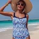ZAFUL Womens Tankini Swimsuits Retro High Wasited 2 Piece Bathing Suit Modest Tummy Control Vacation Swimwear 2026 (L)
