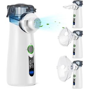 Portable Silent Inhaler with Digital Display, Automatic Residue Cleaning, Rechargeable USB-C for Adults and Children - Grey