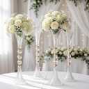 Xuhal 4 Pack Crystal Acrylic Trumpet Vase 24.8" Clear Tall Flower Vase Stand with Gold Accents for Wedding Table Centerpieces Boho Decor Dining Room Home Bridal Shower Decorations