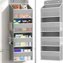 1 Pack 4-Tier Over the Door Organizer, Heavy-Duty Large Deep Pocket Hanging With 4 Large Front & 4 Side Pockets With for Pantry, Kitchen, Bathroom, Dorm, Grey