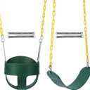 RedSwing High Back Full Bucket Swing with Heavy Duty Swing Seat Combo Pack (Triangle and Chain Dip), Tree Straps Included (Large Size)
