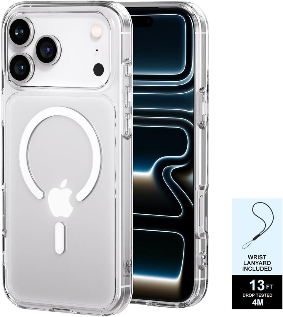 PAUL B for 2025 iPhone 17 Pro Max Case (Compatible with MagSafe) Military Grade Drop Protection(Drop Tested up to 13FT) Anti Yellowing|Magnetic Rugged Shockproof Phone Cover (Clear, iPhone 17 Pro Max)