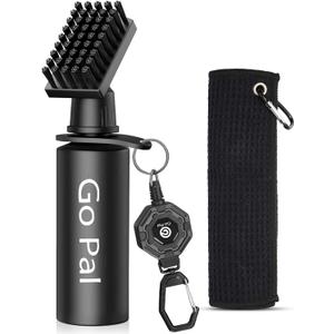 Go Pal Golf Club Cleaner: Golf Club Brush with 4oz Portable Water Bottle and Towel, Nylon Bristles, Retractor for Easy Cleaning - Multiple Golf Club Groove Cleaner Accessories for Men Women