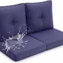 Juexica Outdoor Chair Cushions Set of 2, 22 x 25 Inch Deep Seat Pad and 22 x 22 Inch Back Cushion, Waterproof Fade-Resistant High Resilience for Patio Furniture Sofa Chair Replacement, Navy Blue