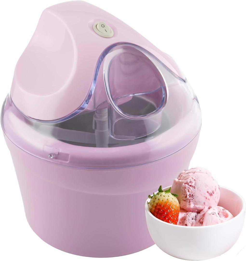 Ice Cream Maker - 1QT Ice Cream Machine for Sorbet, Gelato, Frozen Yogurt and More - Kitchen Appliances and Gadgets by Classic Cuisine (Pink)