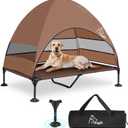 Upgraded Elevated Dog Bed with Canopy, Portable Raised Outdoor Dog Bed with Stable Anti-Slip Feet, Wider Shade Pet Bed Cot, Raised Dog Beds for Large Dogs Camping, Indoor & Outdoor Use (50.0"L x 32.0"W x 42.5"Th)