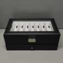 SONGMICS Watch Box, 12-Slot Watch Case Organizer with Large Glass Lid, 2 Layers, Removable Pillows, Metal Lock, Gift for Loved Ones, Black Synthetic Leather, Gray Lining UJWB012