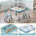 4 in 1 Kids Table and 2 Chairs Set, Toddler Table and Chair Set for Kids Ages 3-10, Activity Tables for Building Blocks/Drawing/Reading/DiningGift for Boy & Girl (Grayish Blue)