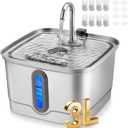 Stainless Steel Cat Water Fountain, 101oz/3L Automatic Pet Water Fountain, Dog Water Fountain with Replacement Filters for Cats, Small Dogs (8 Filters and 8 Sponges)