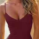 SOLY HUX Women's Elegant Mesh V Neck Bodycon Maxi Dress Summer Cocktail Party Wedding Guest Long Cami Sundresses (Red, S)
