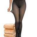 Women's Fleece Lined Tights - Fake Sheer Warm Pantyhose Thick Winter Leggings(TR Black, M)