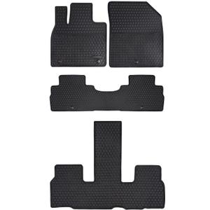 Car Floor Mats Custom Fit for 2020 2021 2022 2023 2024 2025 Kia Telluride 3 Row Odorless Washable Heavy Duty Rubber (All Weather) Floor Liners Front and Rear Row Set Black