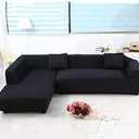 ele ELEOPTION 1 Piece Black Couch Covers for Sectional Sofa L Shape Chaise Covers for Cushion Couch Chaise Slipcover for Living Room Pets