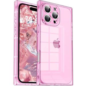 Tzomsze Case Compatible with iPhone 16 Pro Max Clear Case, Camera Protection, Reinforced Corners TPU Slim Shockproof Case Cover for Women Girls 6.9 inch-Transparent Pink