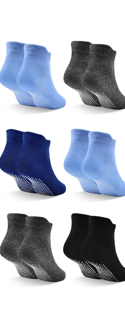 Cozy 6Pairs Toddler Non Slip Kid Boy Girl Socks with Grips, Toddlers Child Anti Skid Sticky Gripper Socks 3-5 Years Old